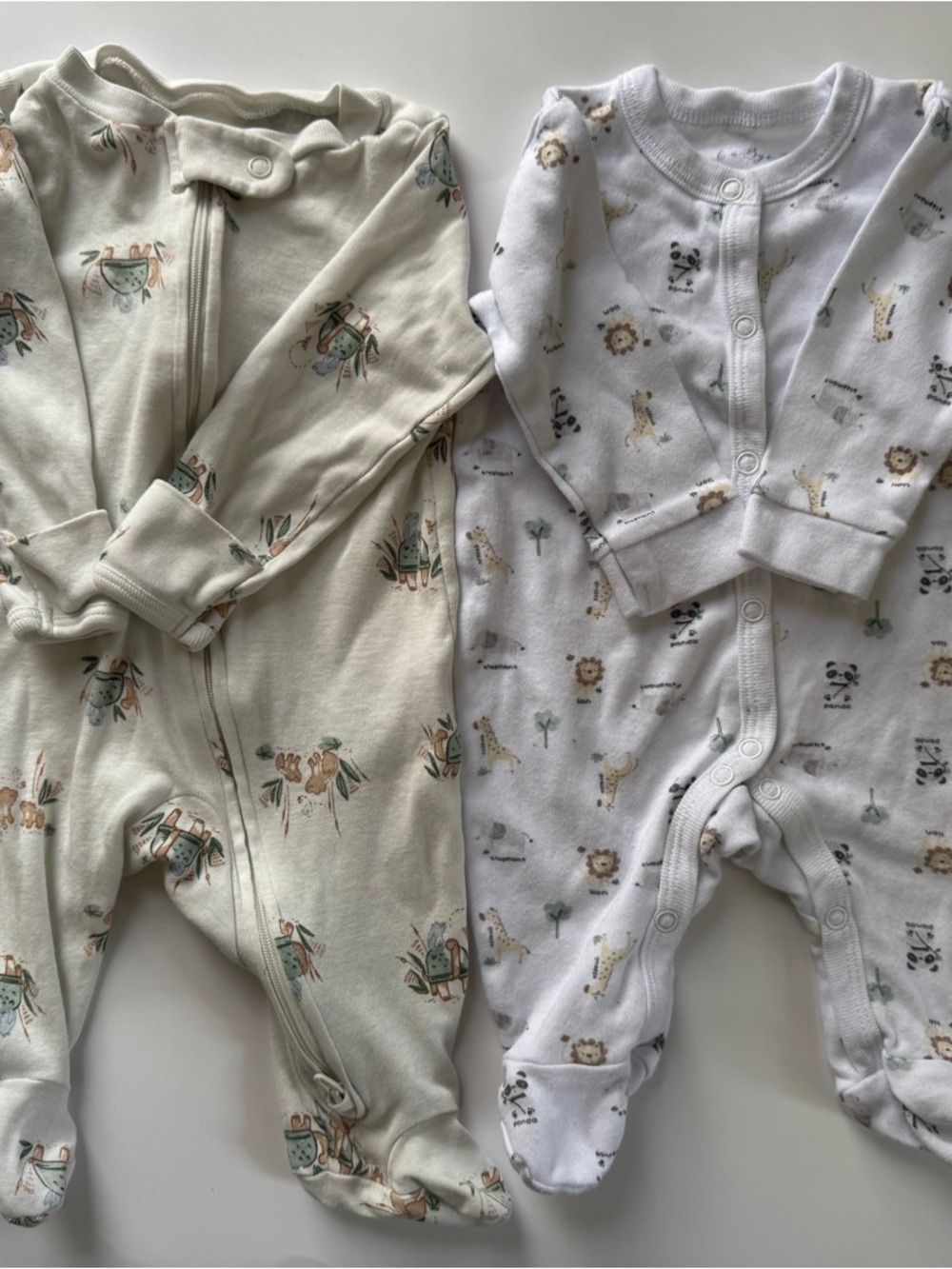 Neutral 0-3month Baby One-Piece Sleeper - Set of 2